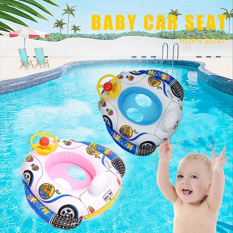 Baby Swimming Ring Inflatable Float Swim Seat With Steering Wheel And Bebe Horn For Safe Water Fun