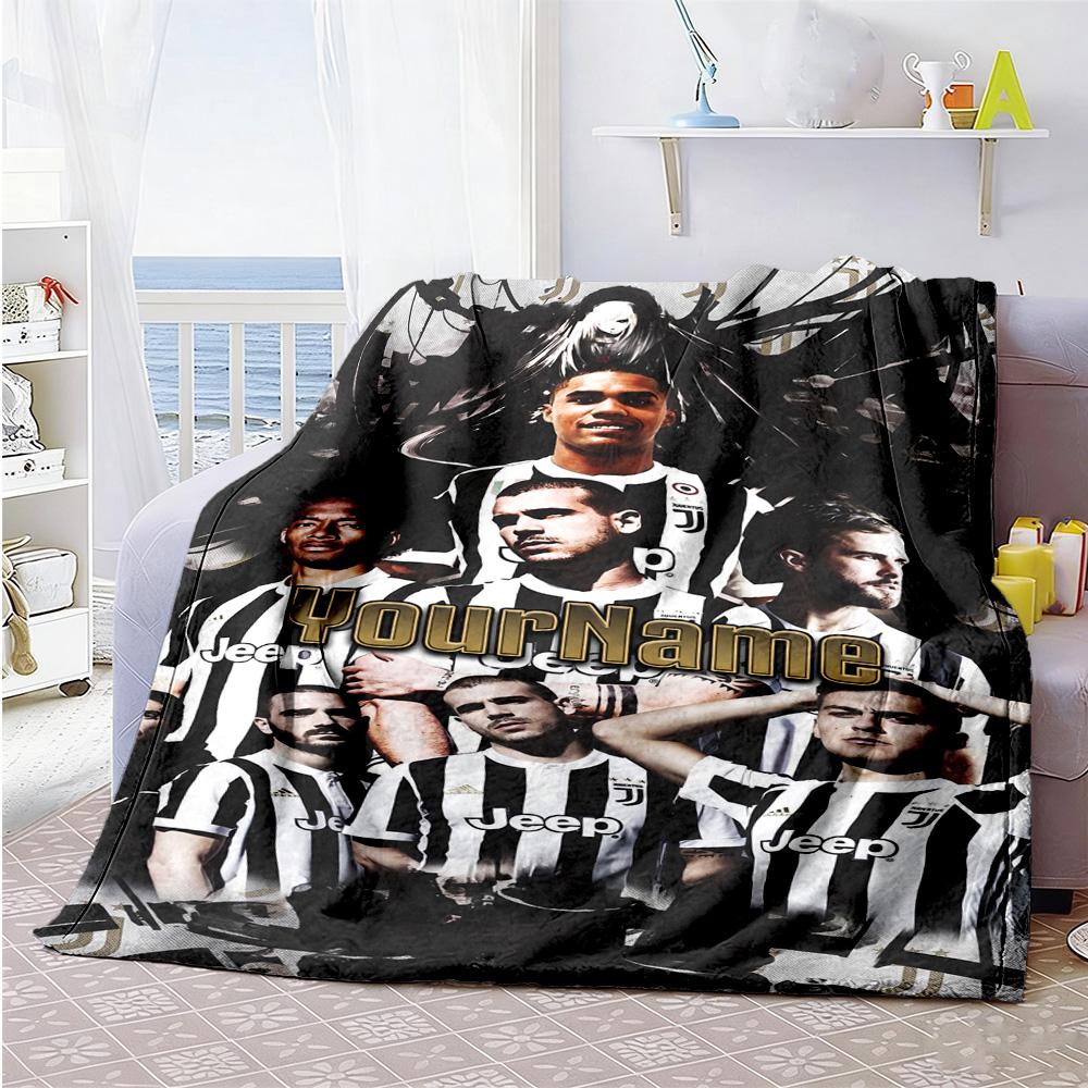Juventus Personalized Text Blanket Lightweight Personalized Blanket Soft & Cozy Perfect for Couch Picnics Office Chair Livingroom All-Season Use