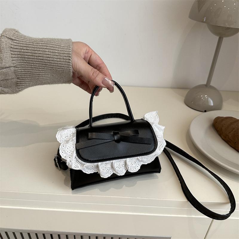 

Кружевная универсальная милая маленькая квадратная сумка для девочки женская корейская версия ins бант милая модная повседневная сумка-мессенджер чёрный