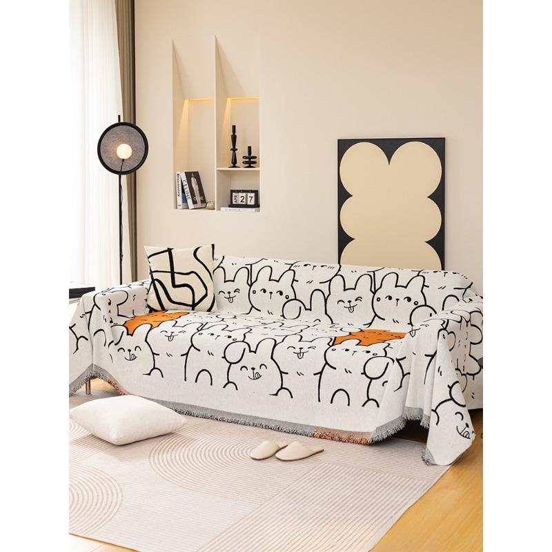 

Чехол для дивана с милым кроликом, полотенце на четыре сезона, универсальная нескользящая нецарапающаяся универсальная подушка, одеяло для дивана из синели 180*130cm