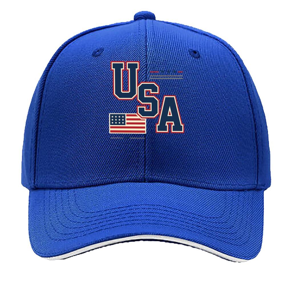 Bold USA Patriotic Flag Block Letter Sandwich Baseball Cap Sun Cap Outdoor Workouts Hat