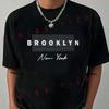 Trendy BROOKLYN Print Motorcycle T-shirt Casual Trendy Tshirts For Comfortable Short Sleeve To