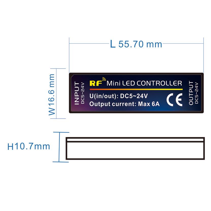 RF 14-Key Mini Monochromatic PWM Stepless Dimming Remote - FCC Certified