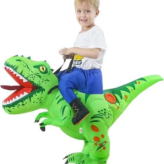 Inflatable Dinosaur Ride-On Costume for Kids - Halloween Parent-Child Activity Prop