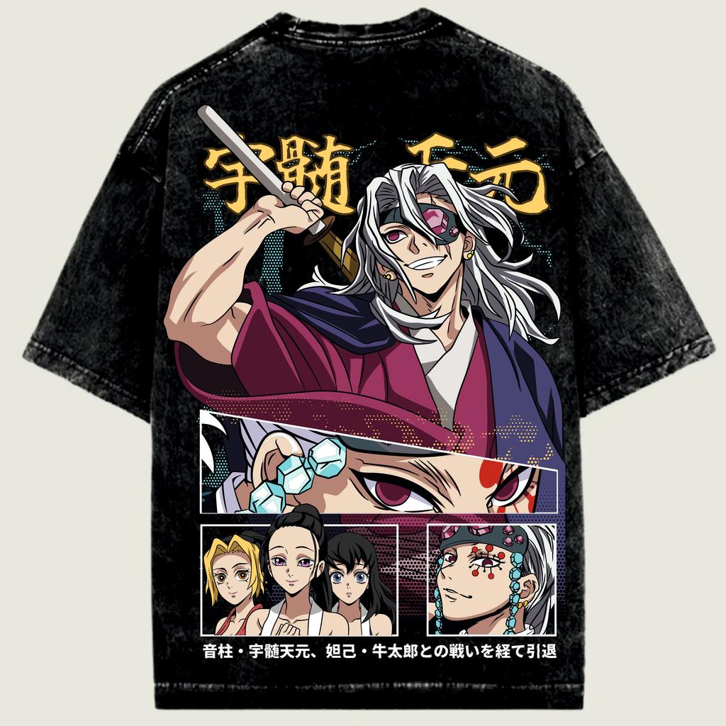 Anime Demon Slayer Yu Sui Tian Yuan T-Shirt 2026 Summer New Men Women Harajuku Cotton Retro Fashion Oversized Washed T-shirt Y2K