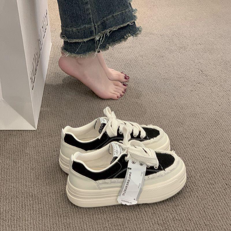 Ant City Korean White Shoes Niche Design New Versatile Platform Canvas Shoes Women's Casual Beggar Board Shoes