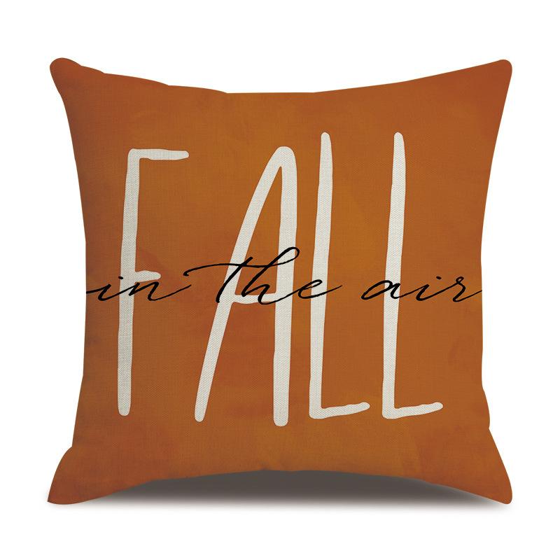 Thanksgiving Linen Pillowcase Autumn Pumpkin Print Pillow Cushion Cover
