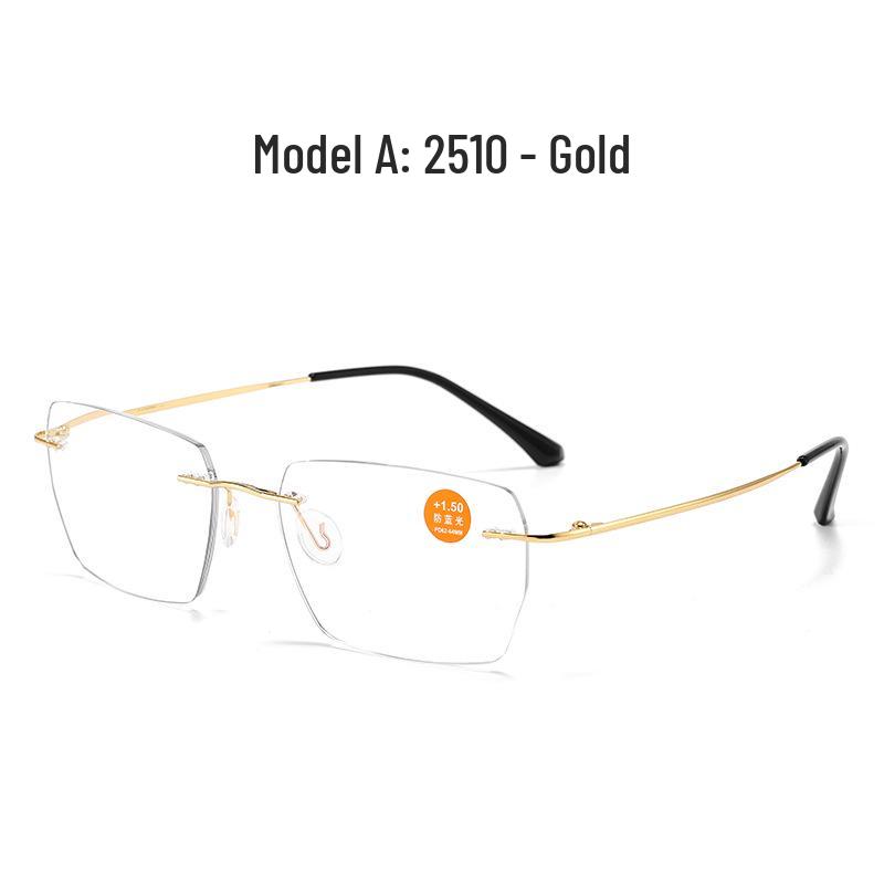 Ultra-Light Frameless HD Reading Glasses with Anti-Blue Light for Middle-Aged & Elderly