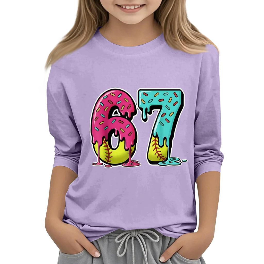 Children's Fashion Three-Quarter Sleeve Round Neck Printed Casual T-Shirt Top