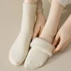 1 Pair Women Winter Socks Mid-tube Thickened Warm Soft Plush No Odor Solid Color High Elasticity Anti-slip Sweat-absorption Anti-shrink Sports Socks