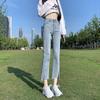Spring Light Tone High Waist Stretch Slim Narrow Petite Smoke Pipe Denim Pants Ladies Casual Pants Oversize Denim Trousers