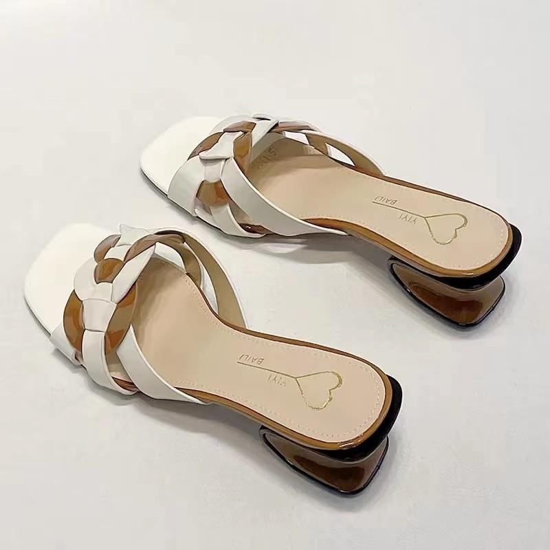 Damen Hausschuhe Lackleder Mischfarben Damen Flip Flop Schuhe Sommer Mode Hohe Absätze Pantoletten Damen Bequeme Sandalen