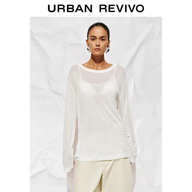 UR 2025 Autumn Round Neck Long Sleeve T-Shirt for Women M грязно-белый