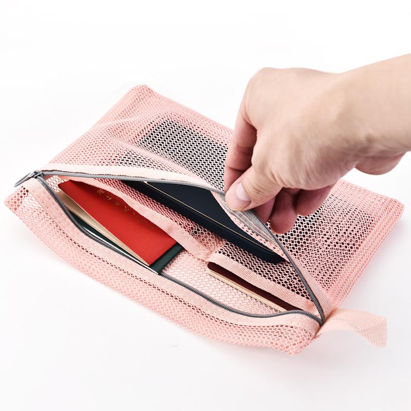 Small Large Cosmetic Bag for Women Girl Zipper Storage Brush Toiletry Bag Travel Lightweight Mesh Wash Divided Storage Organizer