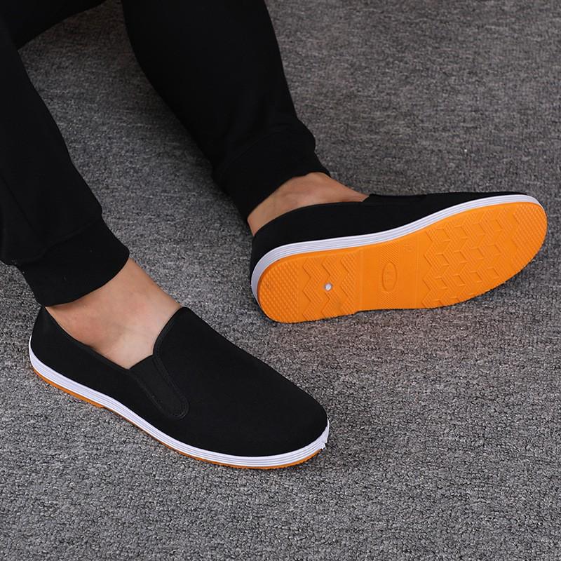 Men's Slip-On Old Beijing Cloth Shoes: Breathable, Non-Slip, Wear-Resistant, Cowhide Bottom, Comfortable for Driving