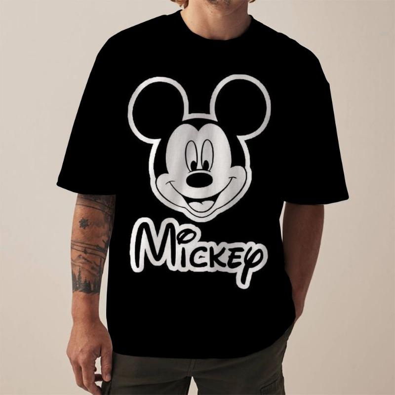 Disney Mickey Mouse print men's T-shirt fashionable holiday gift men round neck short sleeved oversized Hip hop clothing Boys