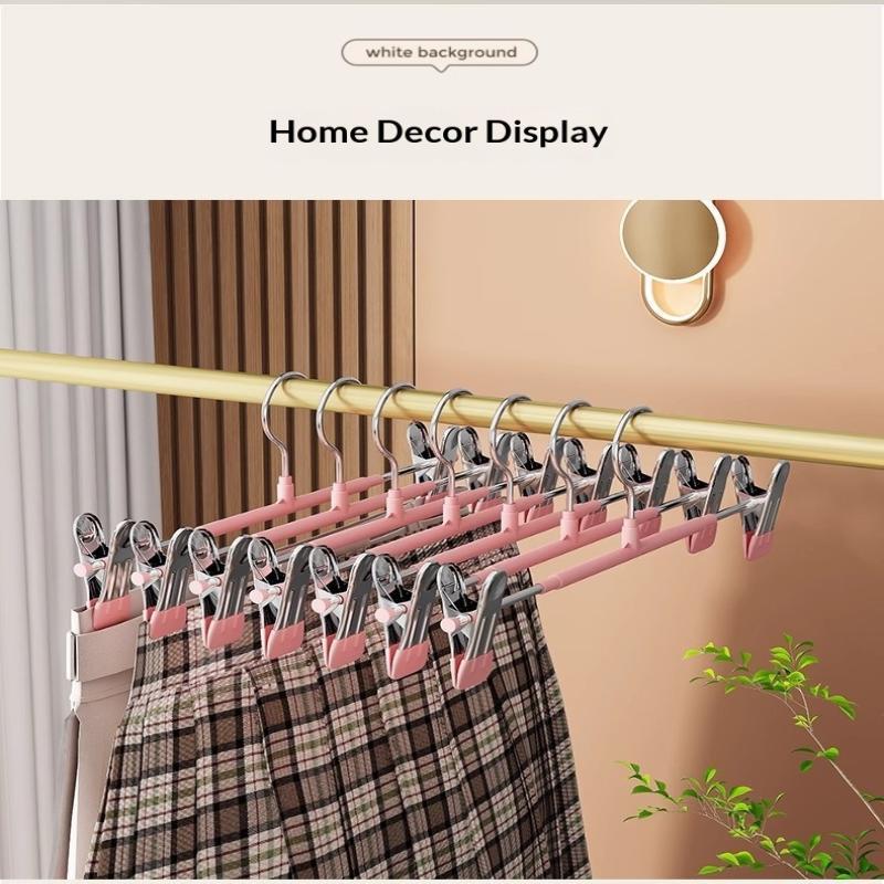 12Pcs Adjustable Metal Hangers With Clips, Non-Slip Space-Saving For Pants/Skirts & All Garments, Keep Clothes Tidy & Organized