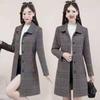 Plus Size Plaid Wool Coat for Middle-Aged Women - Trendy Autumn & Spring Style