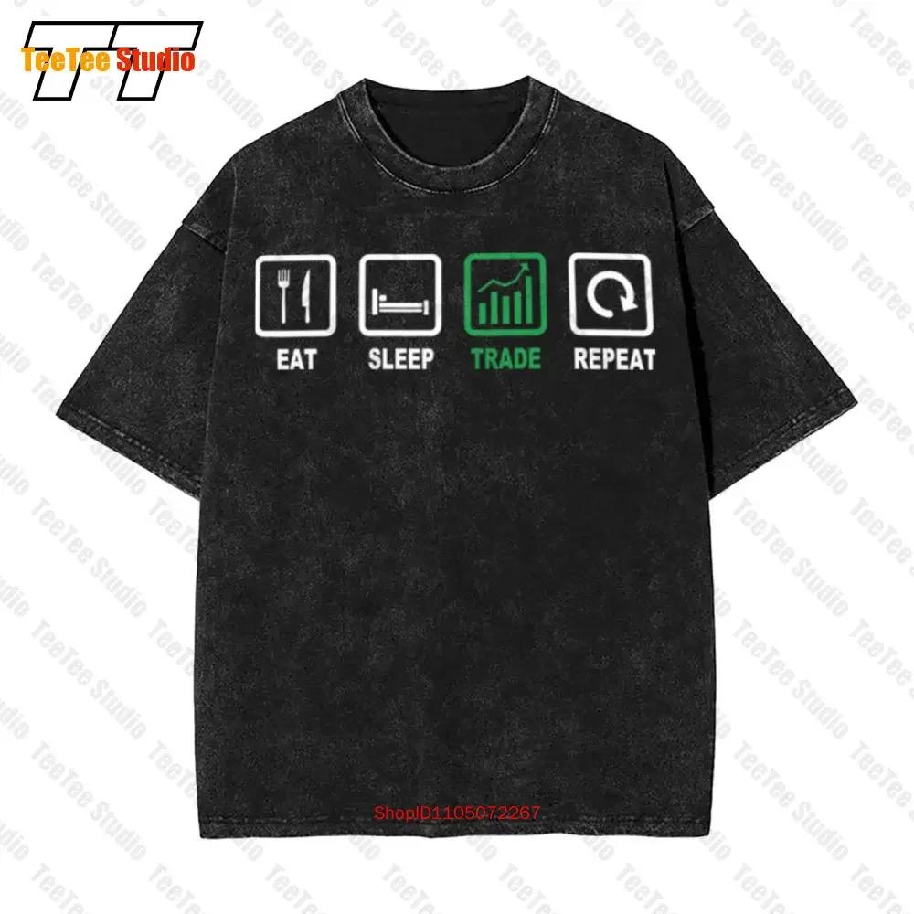 Eat Sleep Trade Repeat Stock Market Share Trading Vintage Oversized TShirt ZMNF S