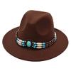 Turquoise Ethnic Style Top Hat, Foreign Style Jazz Hat, Retro Felt Hat, Spanish Temperament Plush Woolen Hat