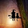 Halloween Garden Stake Witch And Cat Tree Decoration Iron Tree