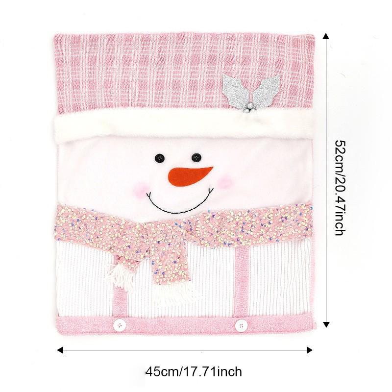 Christmas Chair Cover Home Xmas New Year Decoration Supplies Chair Seat Cover 3D Santa Claus Snowman Elk Chair Back Cover