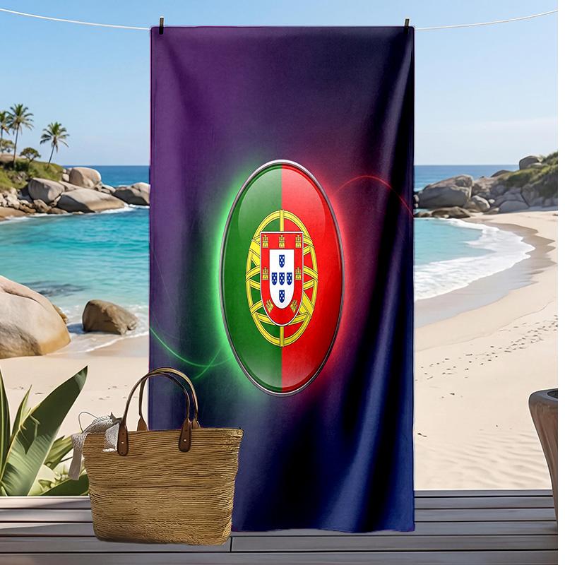 Asciugamano da Spiaggia Stampa Calcio Portogallo Asciugatura Rapida Super Assorbente Morbido Asciugamano da Bagno per Nuoto Spiaggia Viaggio Souvenir Regalo