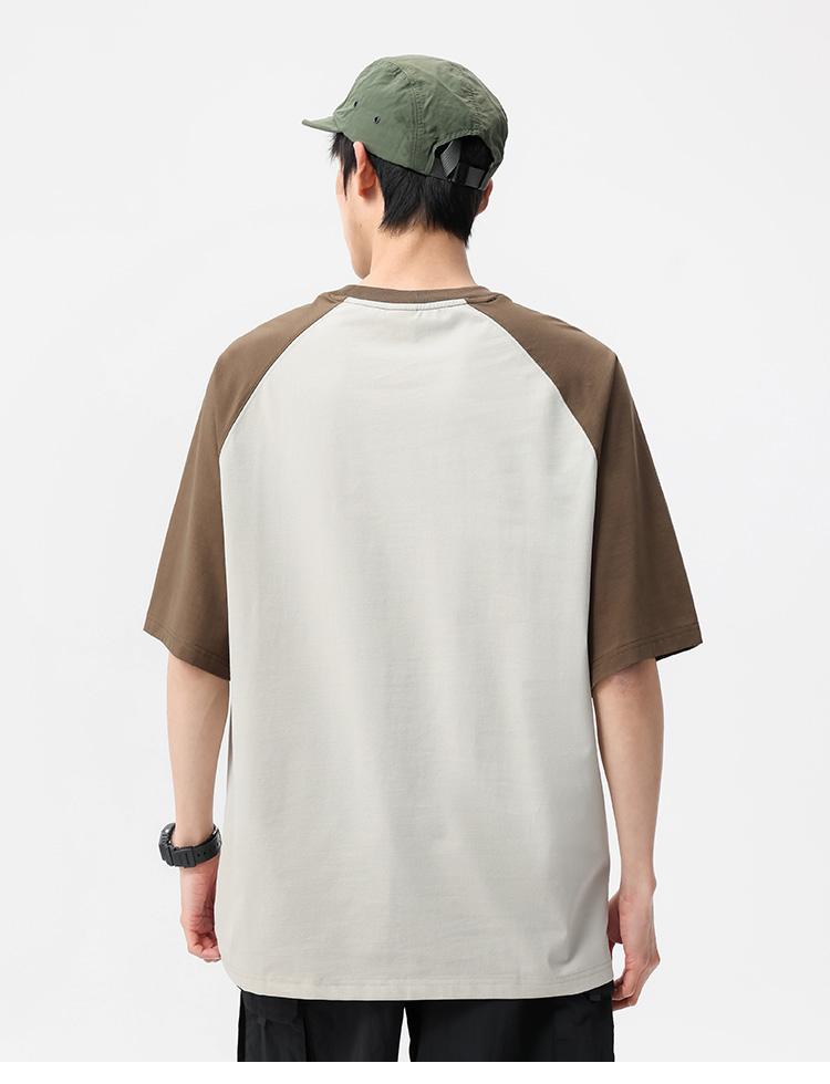 Japanese 200g Minimalist Printed Loose Men's Short-sleeved T-shirt with Antibacterial Cooling Effect