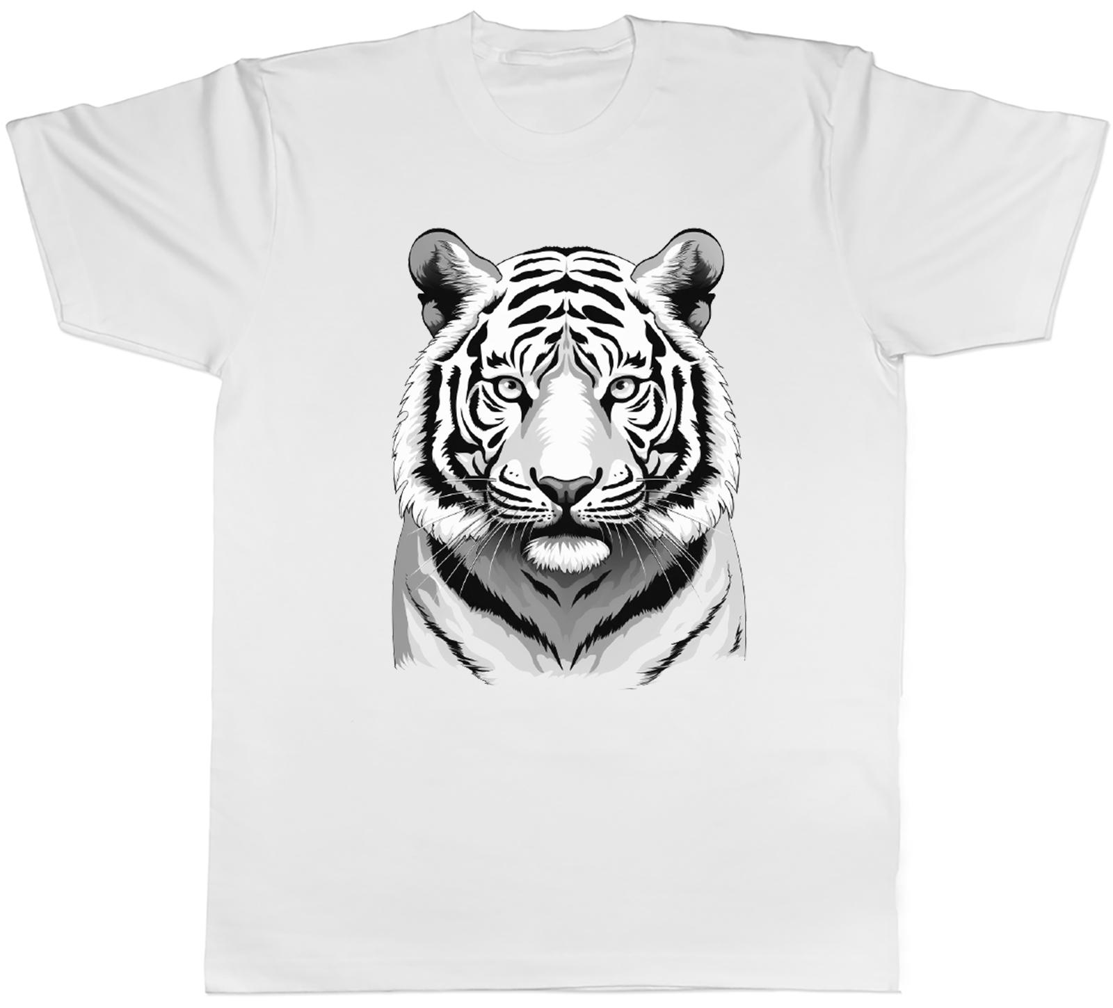 White Bengal Tiger Mens TShirt Big Asian Cat Face Lover Tee Gift S