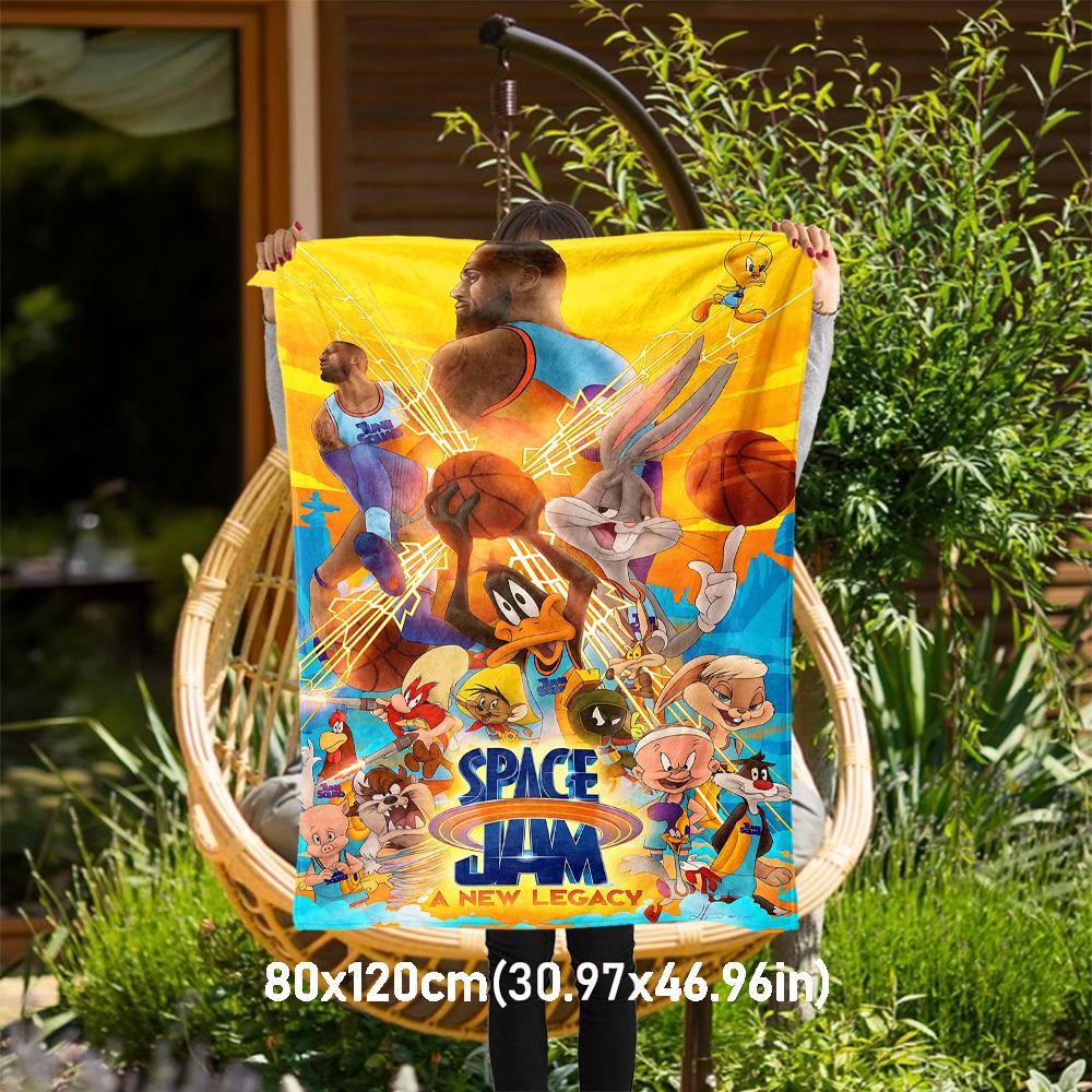 

1pc Space Jam A New LegacyOutdoor Flannel Blanket Soft Plush Decor for Picnics, camping,Bedroom, Playroom, or Lunch Breakn1184A 80x120cm(31x47inch)