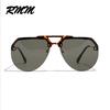 Unisex Big Frame Sunglasses Fashion Half Frame Glasses Round Pilot Sunglasses Men Hip-hop Sunglasses Women Retro Glasses