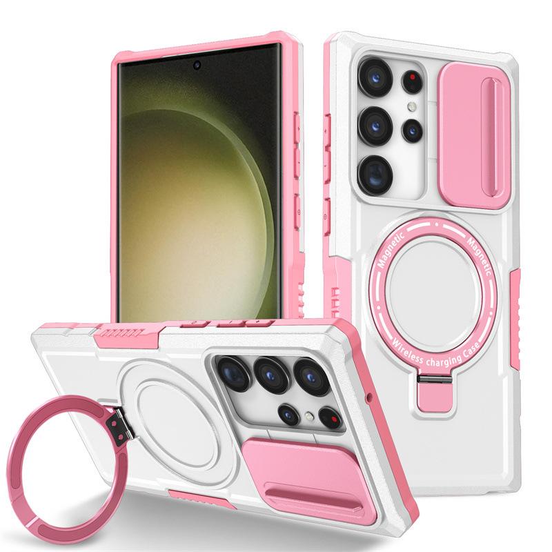 New Model Suitable for Samsung S25 Ultra Fulcrum Magnetic Push Window Mobile Phone Case Note20U Anti Fall Bracket Protection Case
