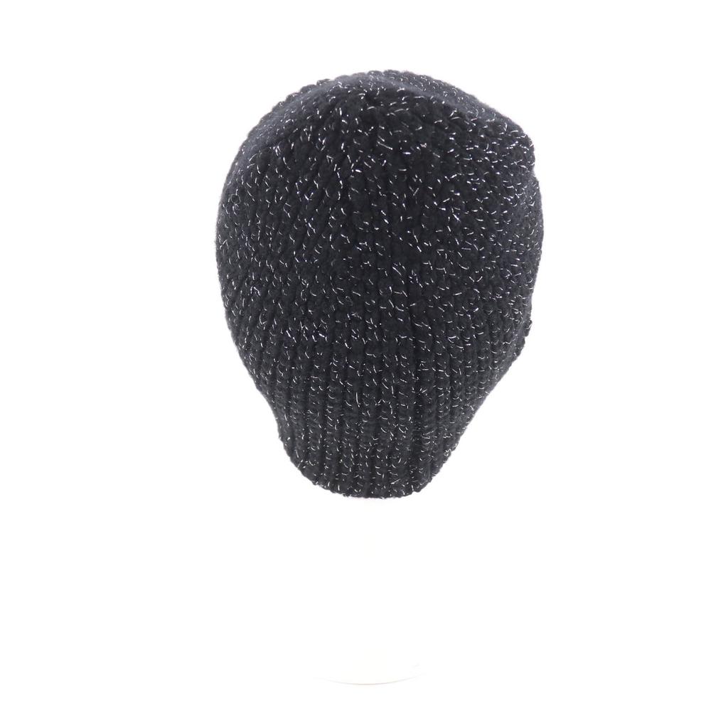 Excellent CHANEL Knit cap black cashmere Women AAB710 Used