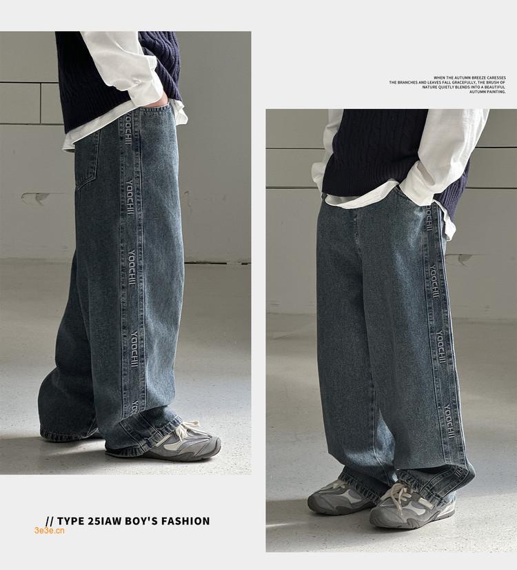 2025 Jesień Stylowe Dżinsy Amerykańskie z Haftem Literowym i Dużymi Kieszeniami