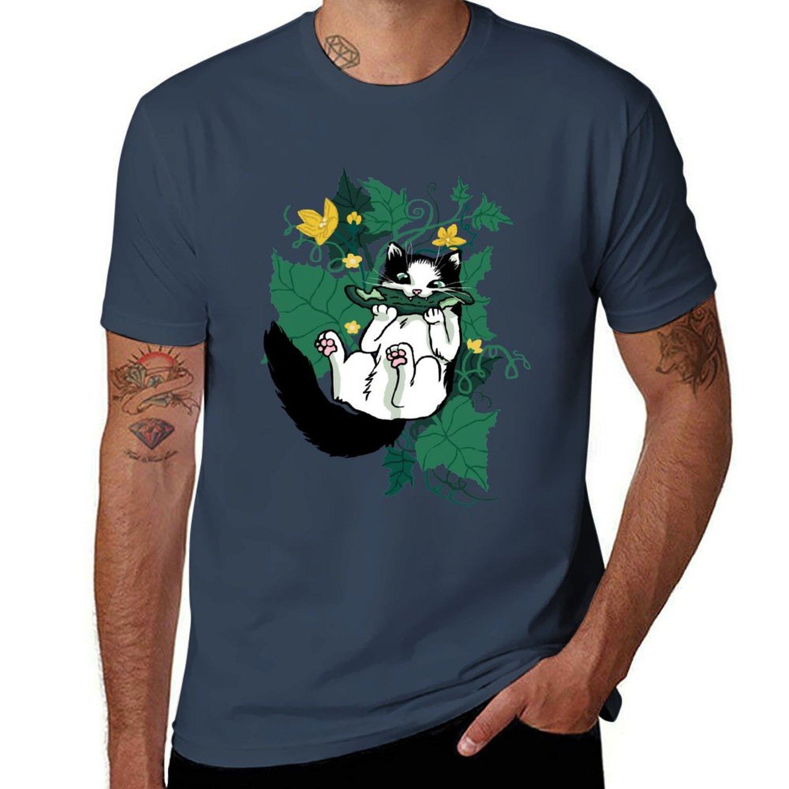 Mauri And A Cucumber With Flowers Tshirt Large Size Short Sleeve Tshirt S