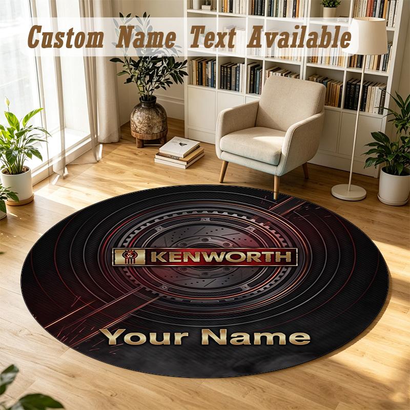 Round Rug Custom NameKenworth Pattern Non Slip Carpet Home Floor Decor