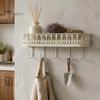 Organizzatore da Parete Robusto, Mensole Galleggianti Montate, Scaffale in Metallo con 5 Ganci, Portachiavi, Supporto Rustico per Piante, Organizer per Posta, Scaffale per Ingresso