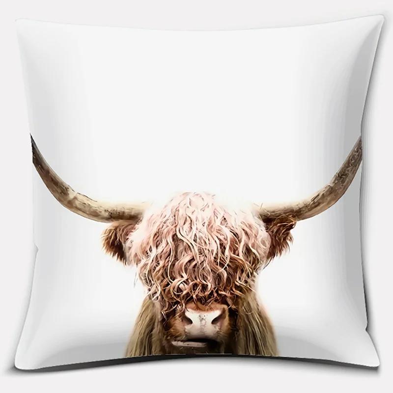 (18 Inches * 18 Inches) Scottish Highland Cow Pattern Super Soft Pillow Case Sofa Cushion Cushion Decorative Pillow