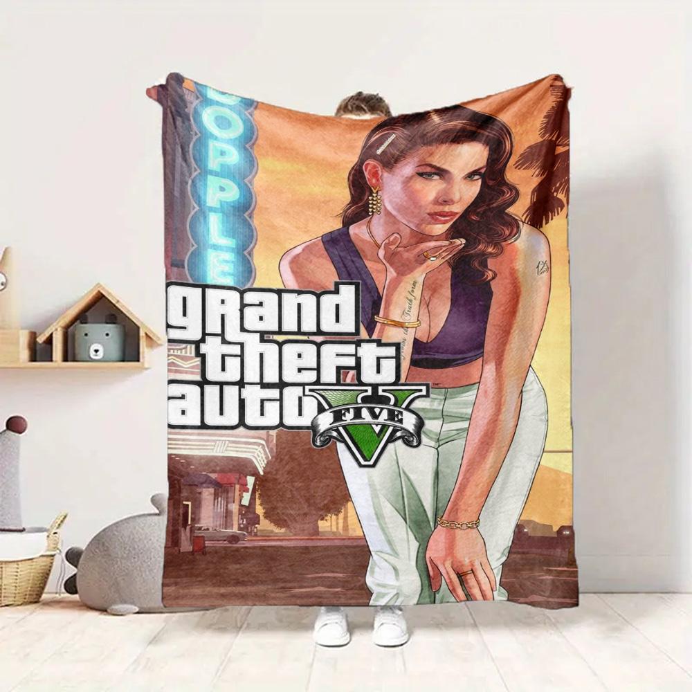 Gta V Cover Flannel Blanket Throw Blanket Soft Warm Sofa Bed Camping Home Decor Unique Christmas Gift C9211669