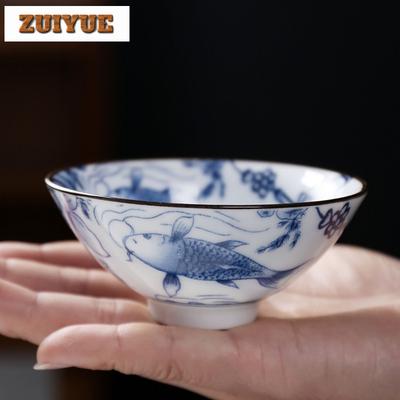 Chinese Blue and White Porcelain Teacup Hand-painted Teaset Small Tea Bowl Flower Tea Cups Cha Accessories Drinkware Wholesales