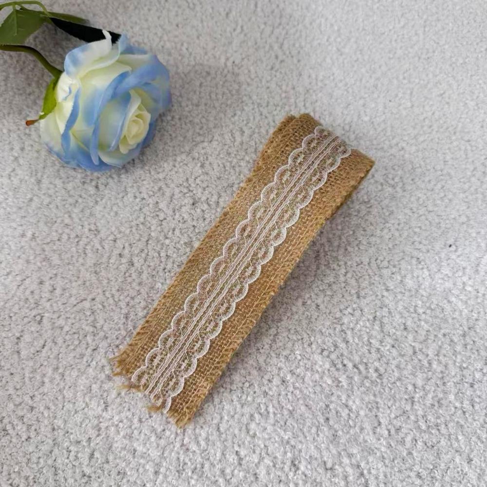 Rustic Style Burlap Rolls With Lace Natural Jute Jute Ribbon Vintage Style Sisal Lace Trim Burlap Ribbon Wedding Decoration