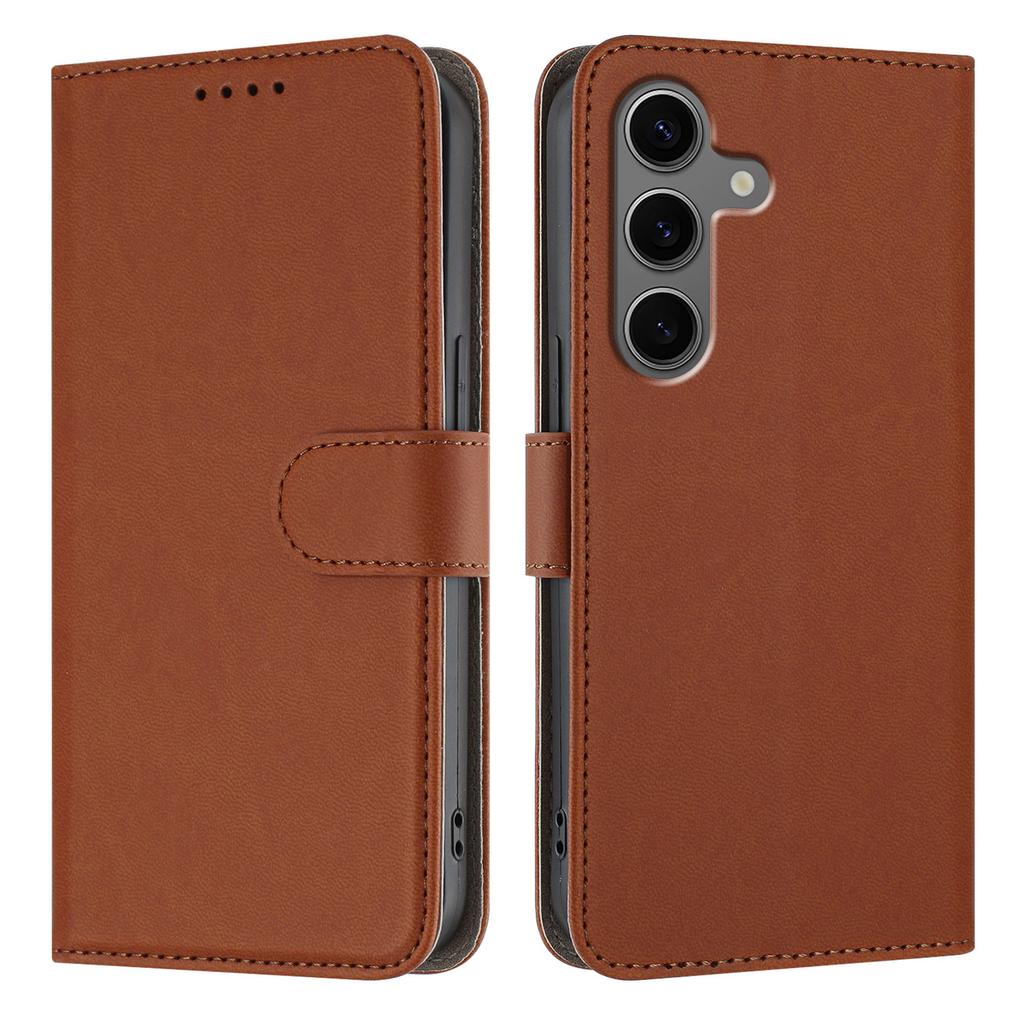 For Samsung Galaxy S25+/Galaxy S24+ Leather Case Solid Color Phone Cover with Wallet