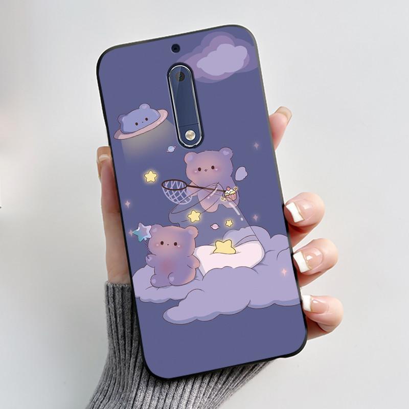 Casing For Nokia 5 Aesthetic Fashion Cute Cat Cartoon Black Soft TPU Phone Case For Nokia 5 Cover TA-1053 TA-1024 Housing Bumper