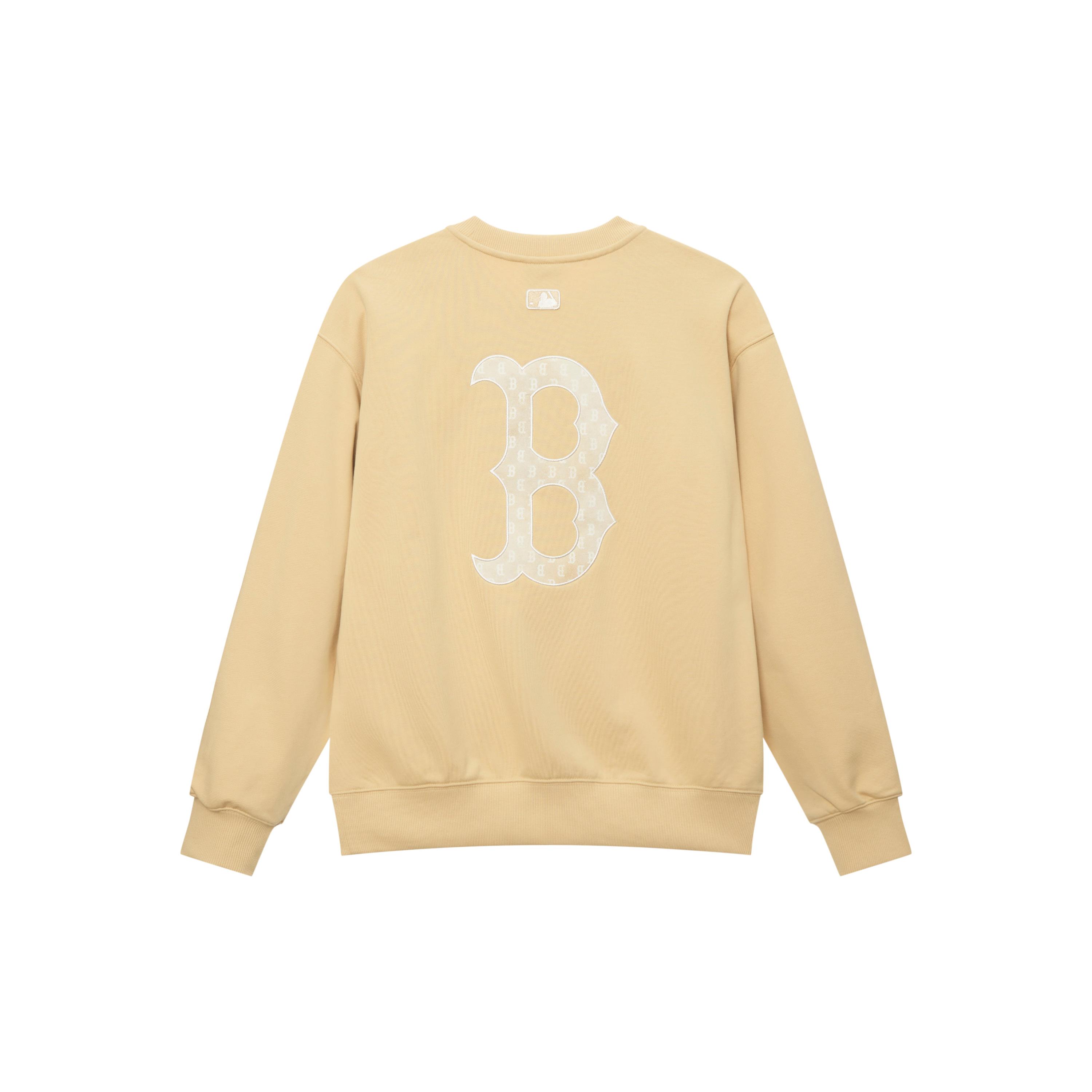 MLB MONOGRAM Collection Boston Red Sox SS25 Crew Neck Sweatshirt Unisex Light Beige Yellow 3AMTM0451-43BGL M
