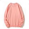Spring Crew Neck Sweatshirt: Drop Shoulder, Solid Color, Long Sleeve, Logo-Printed Workwear.