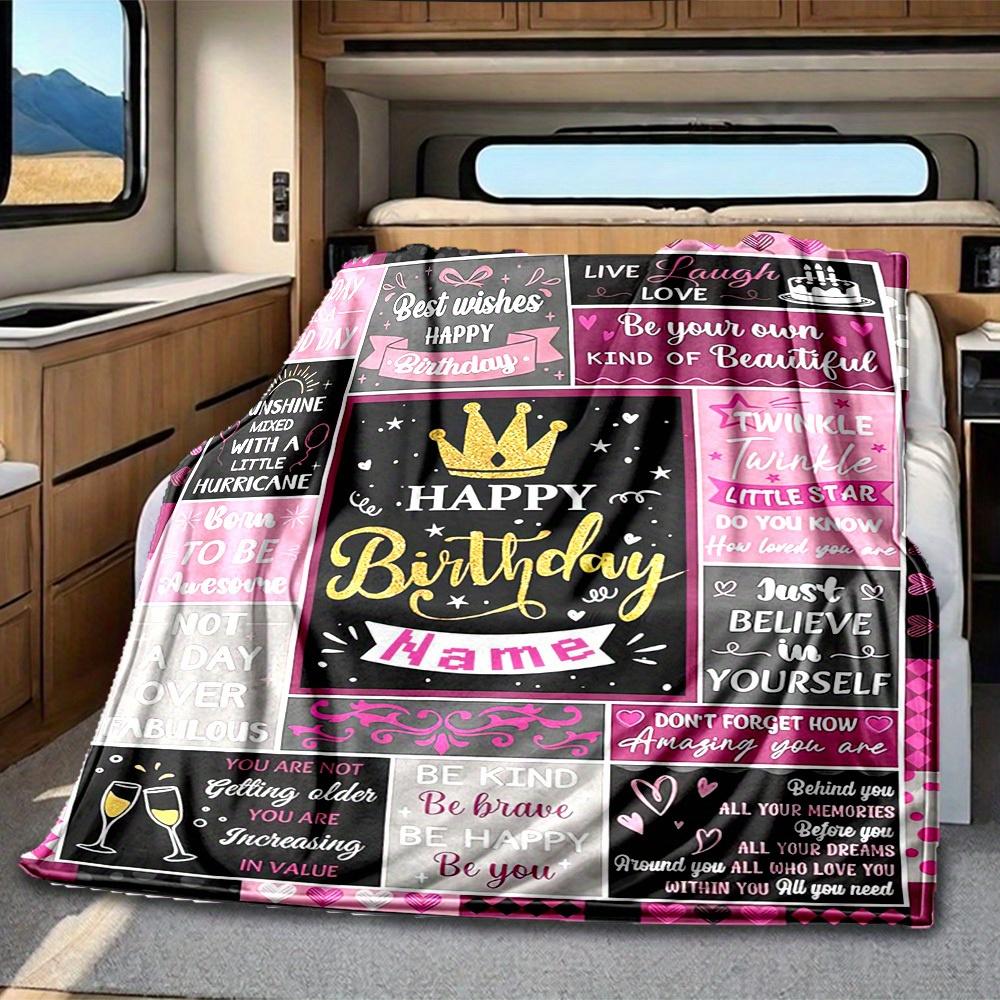 Birthday Celebration Customize Your Name Rv Blanket Soft Warm Lightweight Allseason Multipurpose Throw For Travel Camping Picnic Sofa Bed Living Room
