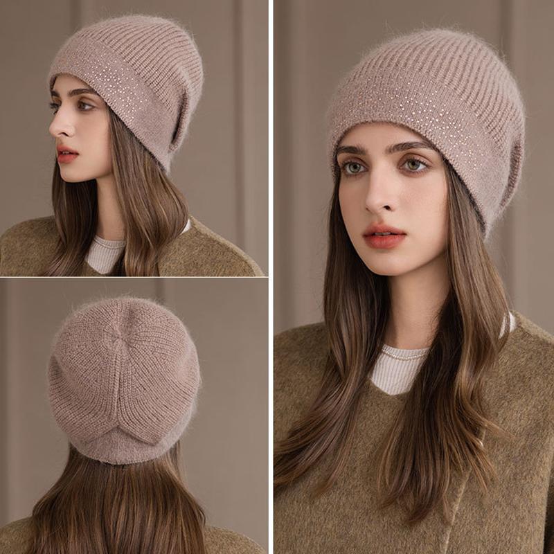 Thick Rabbit Fur Pullover Hat Women's Ear Protection Knitted Hat