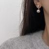 Silver Gray Pearl Earrings Women's Small Daily Commuting Cold Temperament Love Stud Earrings Silver Needle Temperament Versatile