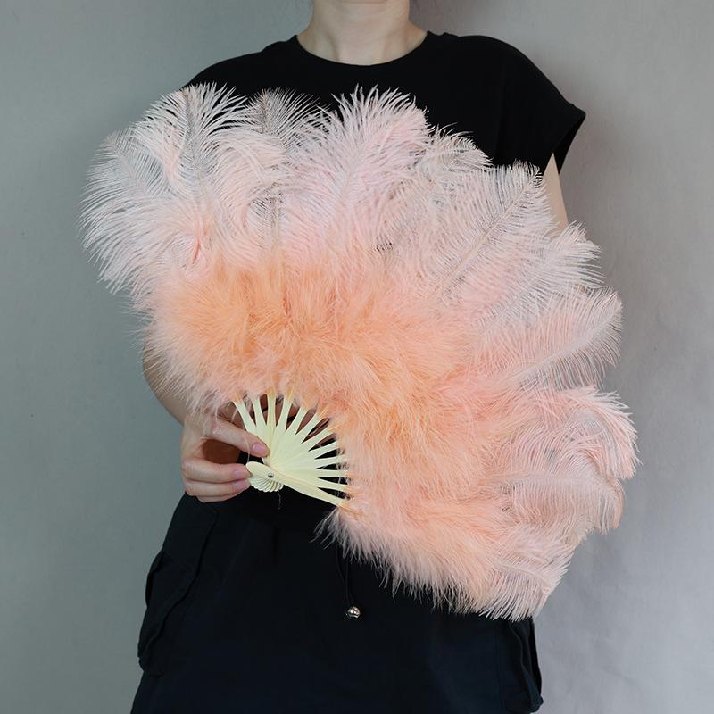 35cm Ostrich Feather Fan for Qipao Fashion Shows and Stage Performances