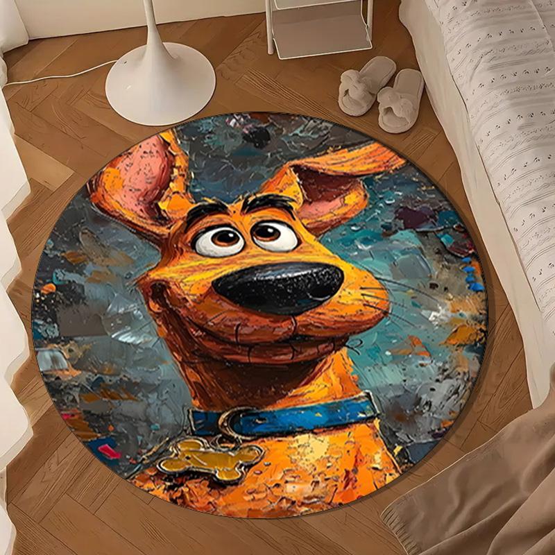 Scoo-dog Adventure Round Rug for Livingroom,Bedroom, Palyroom, Chair Rug, Area Rug, Circle Carpet, Large Size Fan Christmas Gift
